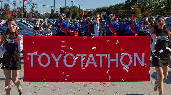 Toyota marching banner used for promotion
